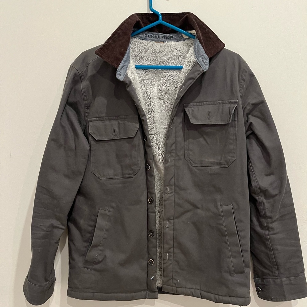 Men's Gray Jacket with Brown Collar